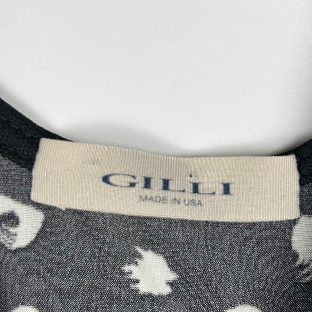 Gilli Nancy Faux Printed Black White Knee Length Dress Scoop Back Womens Sz L - Picture 6 of 11